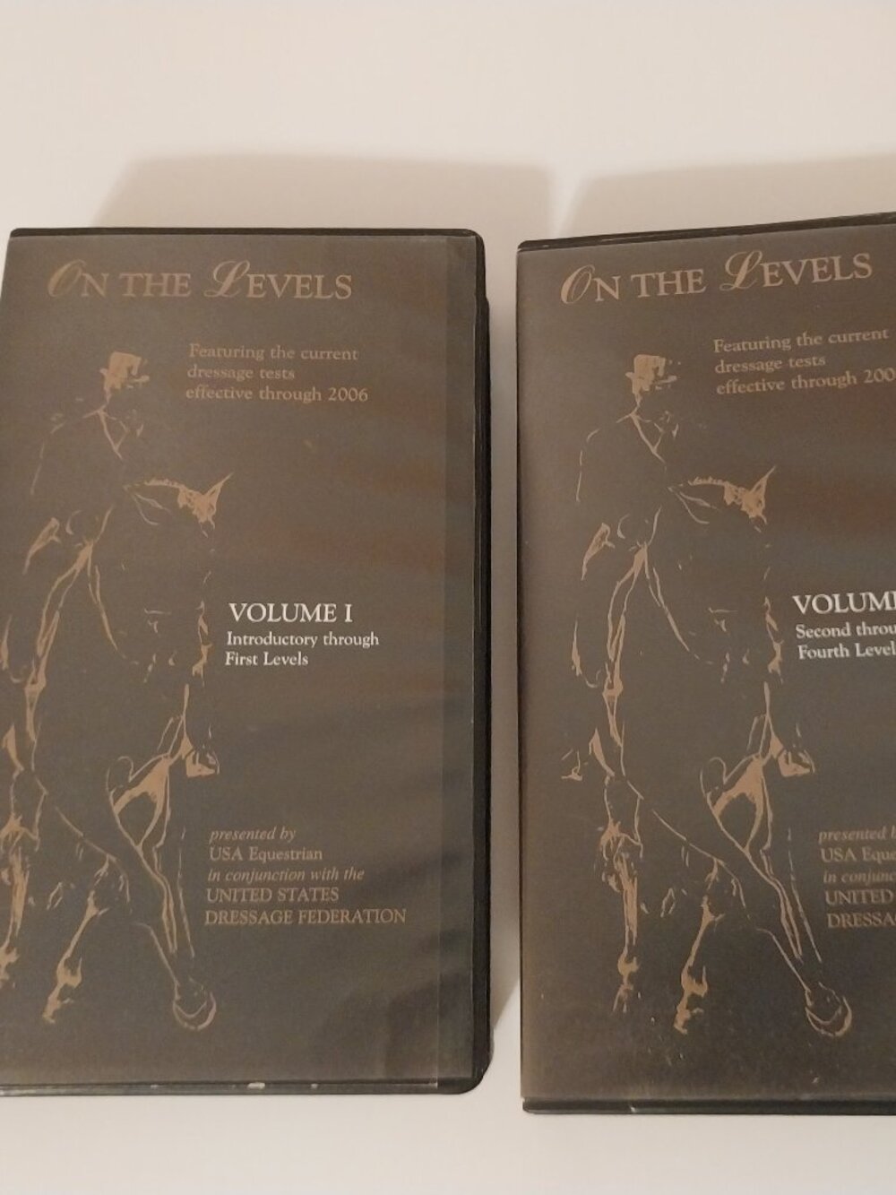 USDF ON THE LEVELS 2002-2006 DRESSAGE TEST VHS VOLUMES 1 & 2 VIDEO TAPES